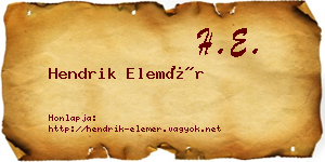 Hendrik Elemér névjegykártya